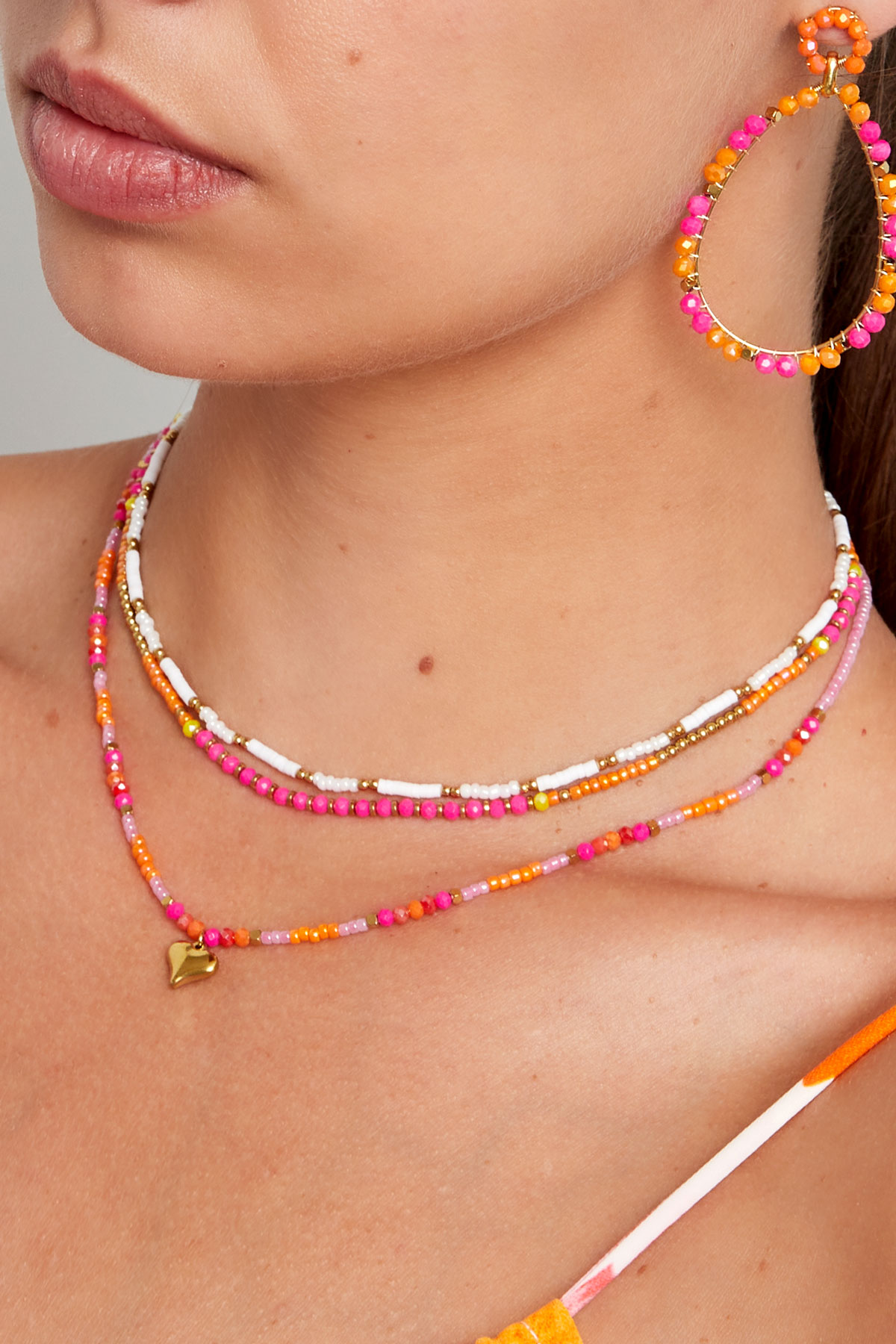 Collana piccole perle colorate - rosa/arancione h5 Immagine3